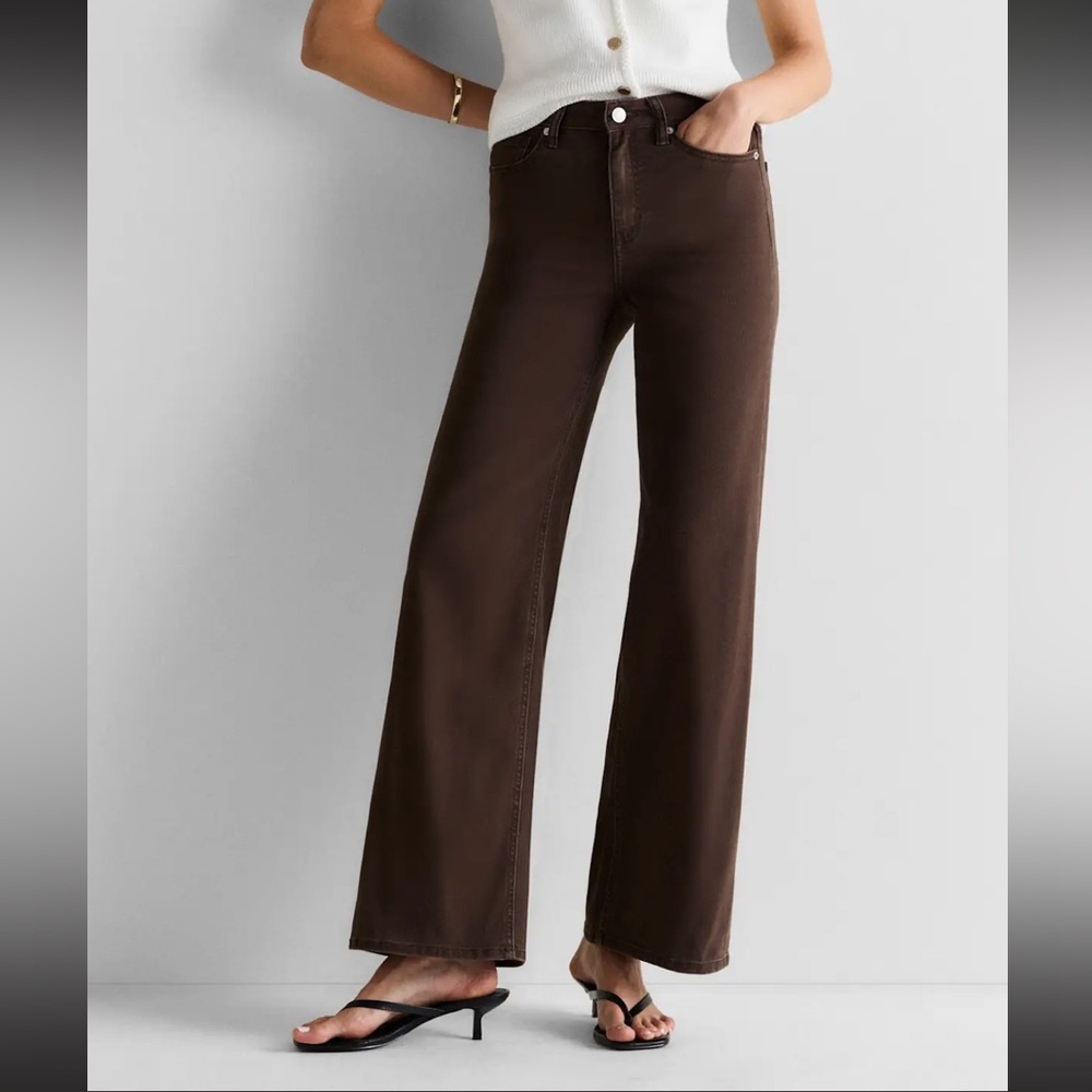 Classic High-Rise Wide-Leg Jeans - Brown